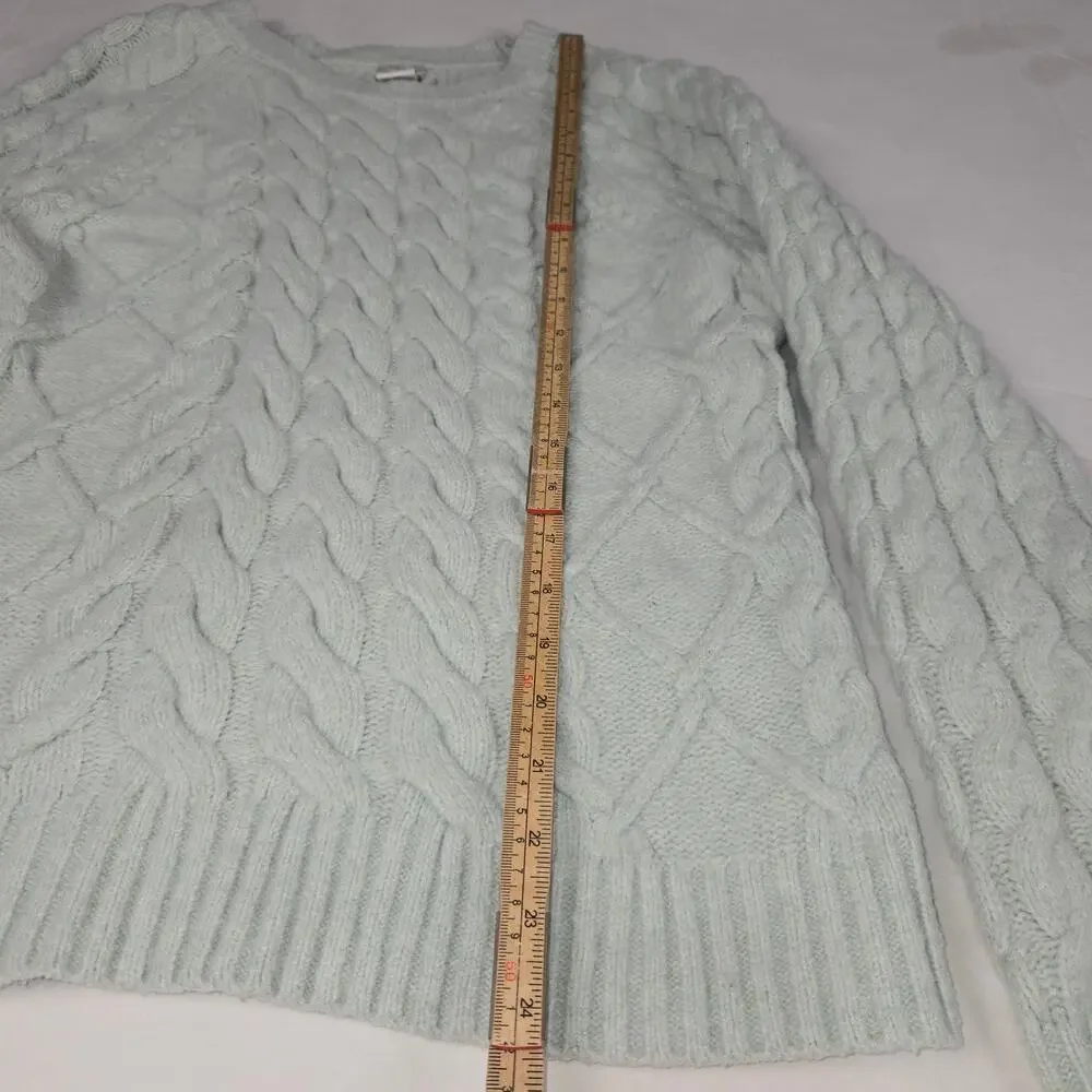 Rachel Zoe Womens Medium Fisherman‎ Sweater Mint Green Lightweight Cable knit